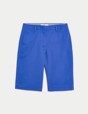 Cotton Rich High Waisted Chino Shorts Image 2 of 5