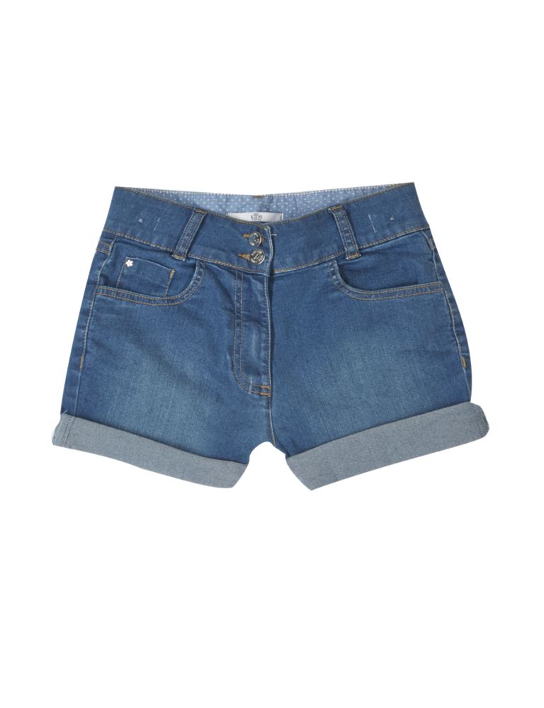 Cotton Rich High Waisted Denim Shorts (5-14 Years) 2 of 3