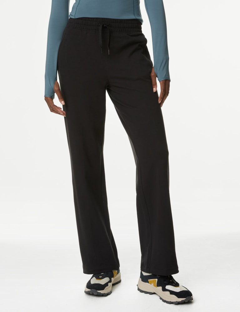 Cotton Rich High Waisted Wide Leg Joggers Goodmove M S