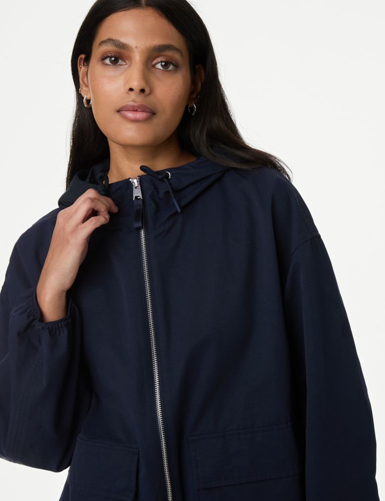 Cotton Rich Hooded Cropped Rain Jacket 3 of 6