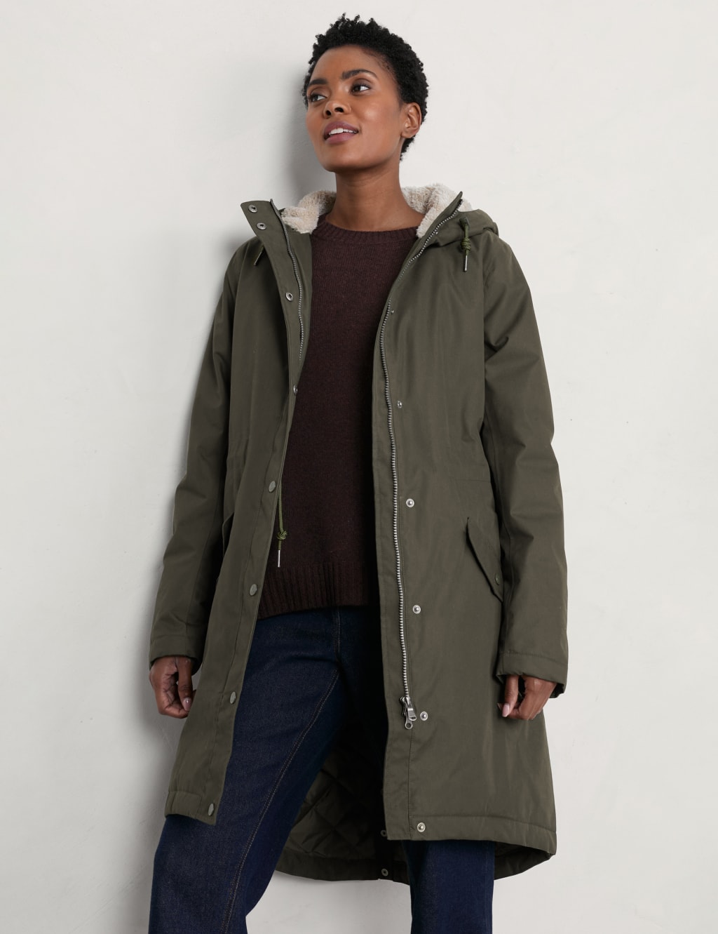 Cotton Rich Hooded Longline Parka Coat | Seasalt Cornwall | M&S