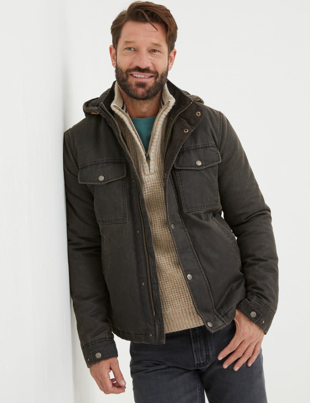 Cotton Rich Hooded Padded Utility Jacket