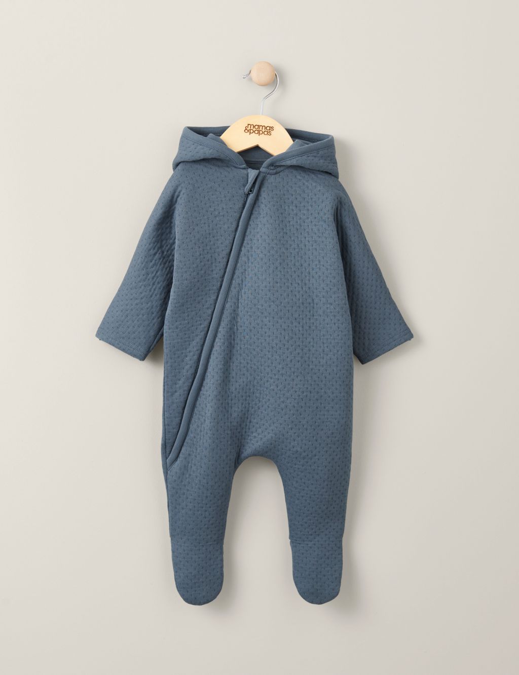 Cotton Rich Hooded Pramsuit (7lbs-12 Mths) 1 of 2