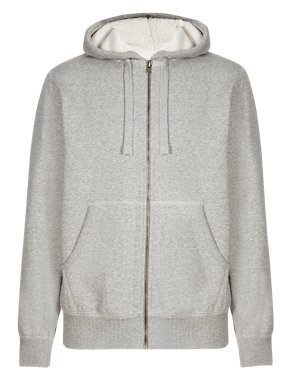 Cotton Rich Hooded Stay Soft Textured Fleece Top Image 2 of 3