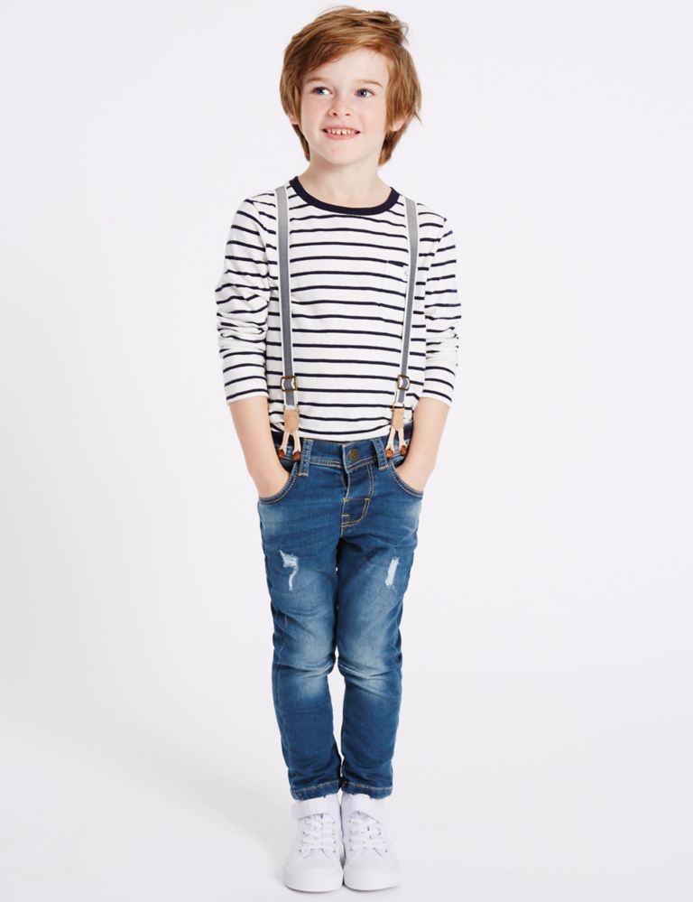 Cotton Rich Jeans with Braces (3 Months - 5 Years) 1 of 6