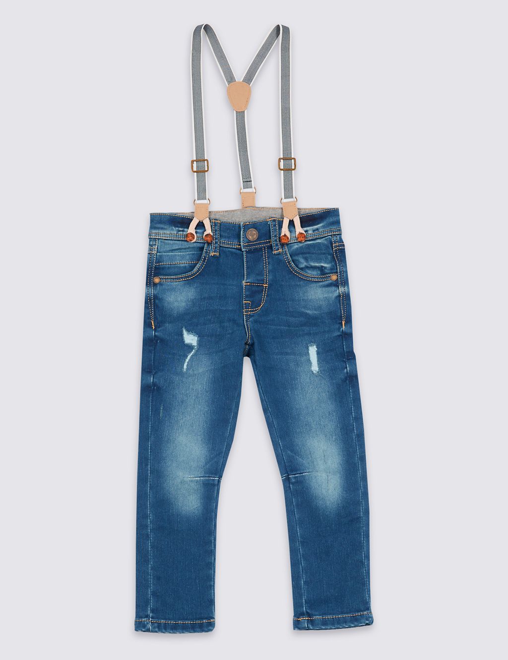Cotton Rich Jeans with Braces (3 Months - 5 Years) 1 of 6