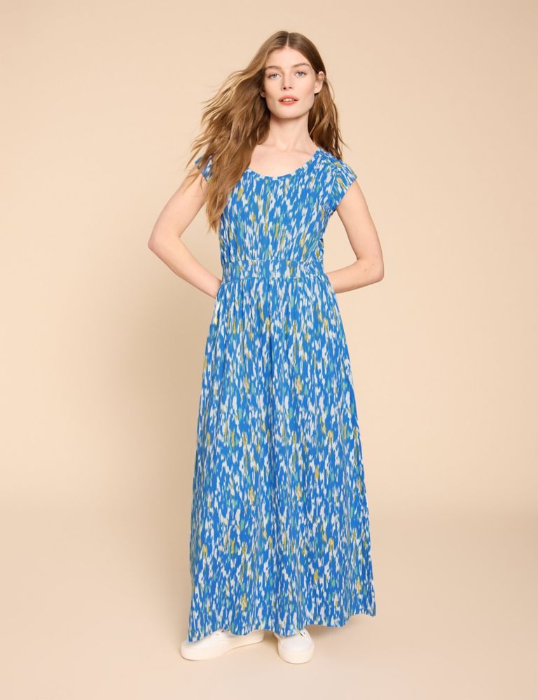 Cotton Rich Jersey Printed Maxi Waisted Dress 3 of 6
