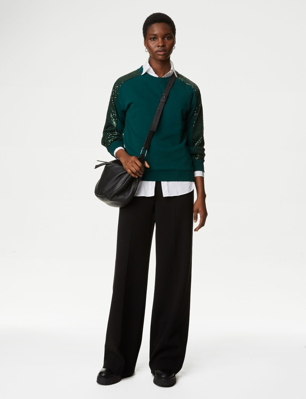 Cotton Rich Jersey Sequin Sweatshirt | M&S Collection | M&S
