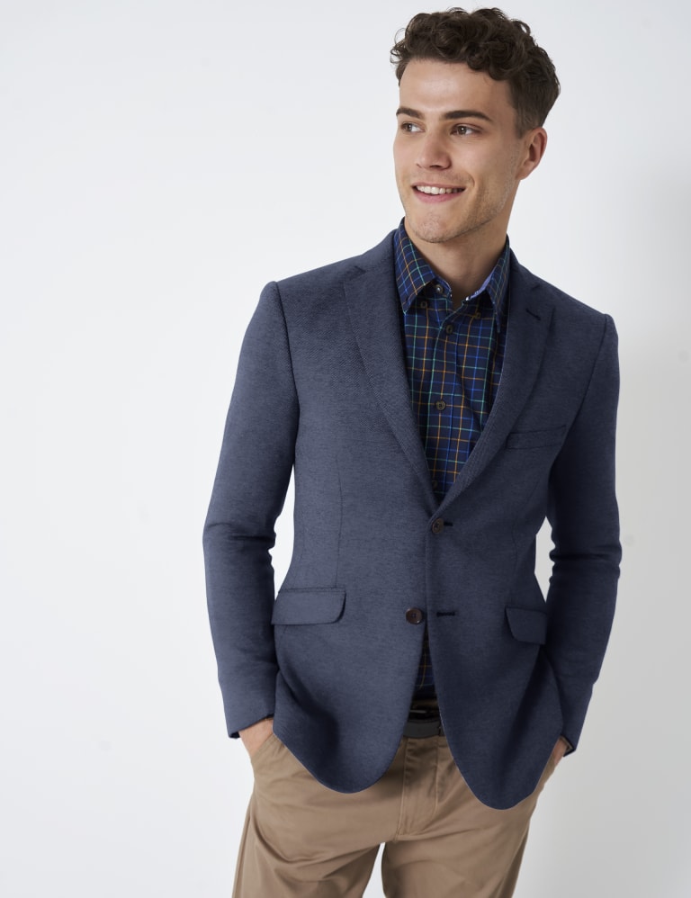 Cotton Rich Jersey Textured Blazer 1 of 5