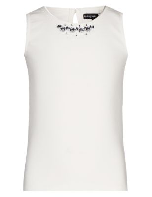 Cotton Rich Jewel Embellished Vest Top (5-14 Years) Image 2 of 3