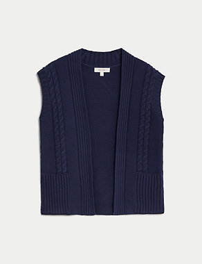 Cotton Rich Knitted Collarless Waistcoat Image 2 of 6