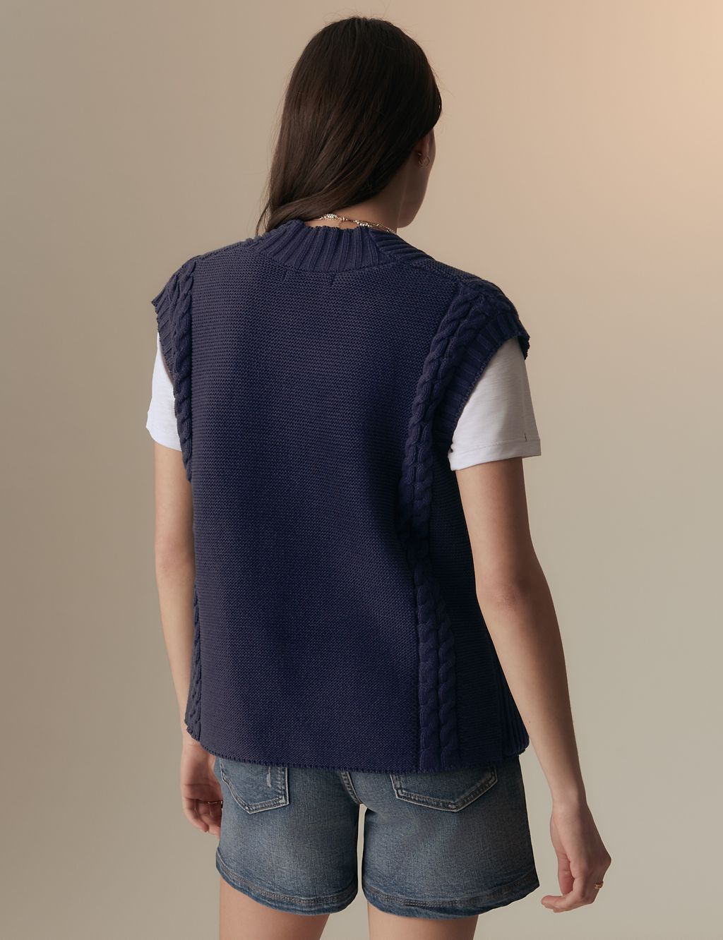 Cotton Rich Knitted Collarless Waistcoat 5 of 6