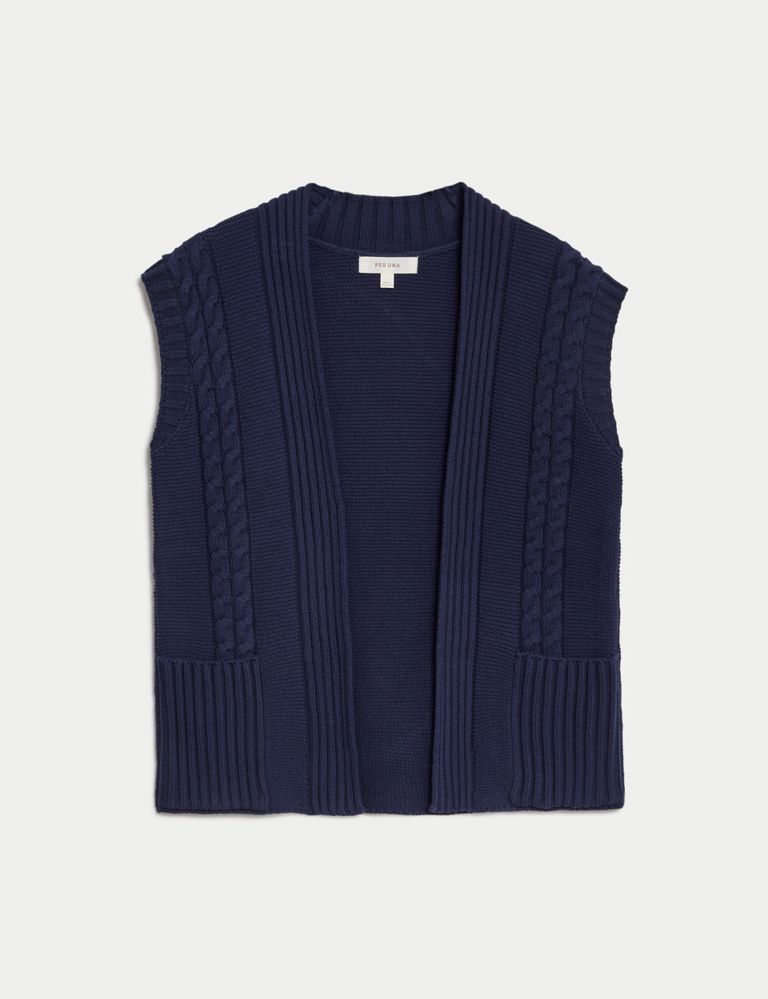 Cotton Rich Knitted Collarless Waistcoat 2 of 6