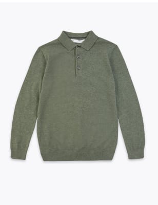 m&s long sleeve polo shirt