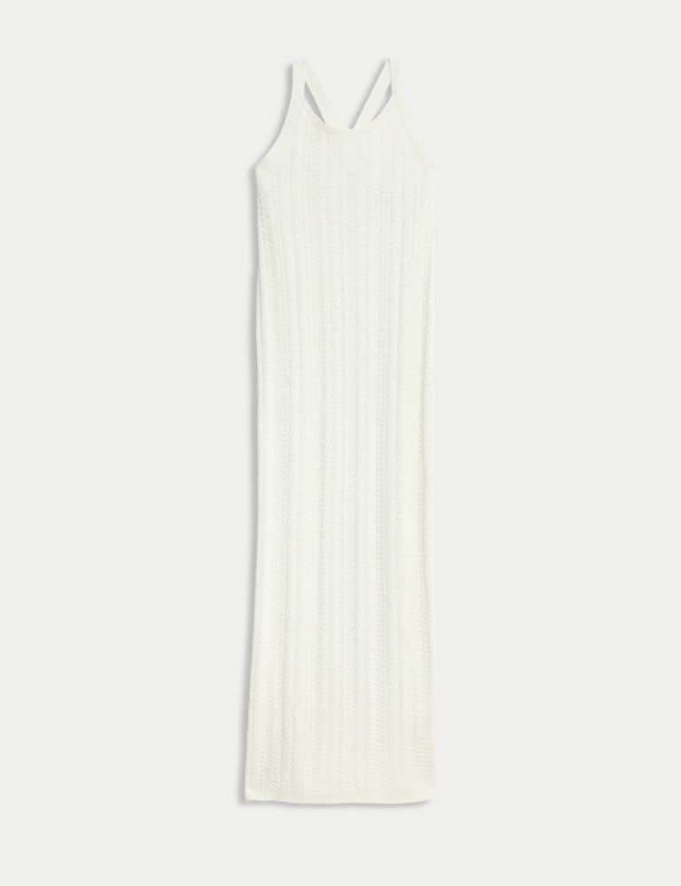 Cotton Rich Knitted Midaxi Dress with Linen 3 of 7