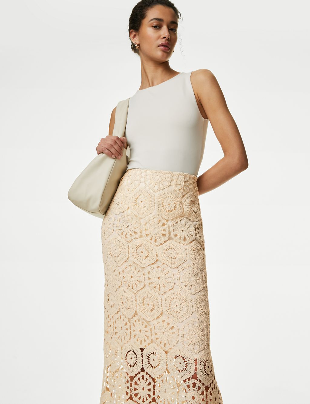 Cotton Rich Knitted Midi Column Skirt 6 of 7