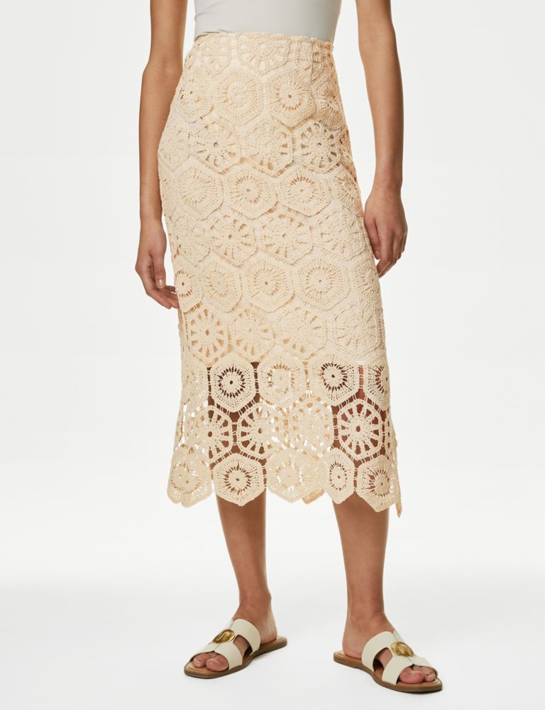 Cotton Rich Knitted Midi Column Skirt 5 of 7