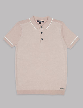 Cotton Rich Knitted Polo Shirt (3-16 Years) Image 2 of 3