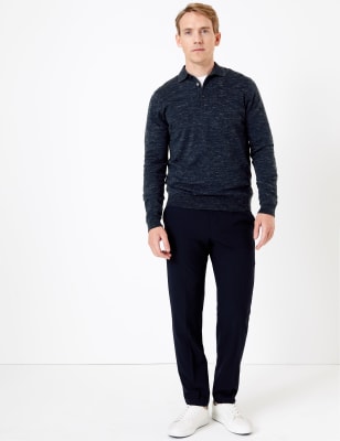 m&s long sleeve polo shirt