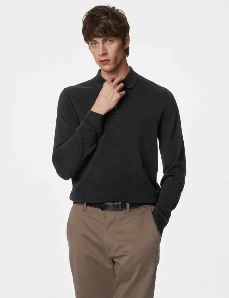 Cotton Rich Knitted Polo Shirt 3 of 6