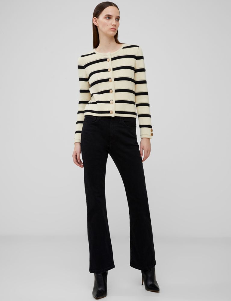 Cotton Rich Knitted Striped Cardigan 2 of 3