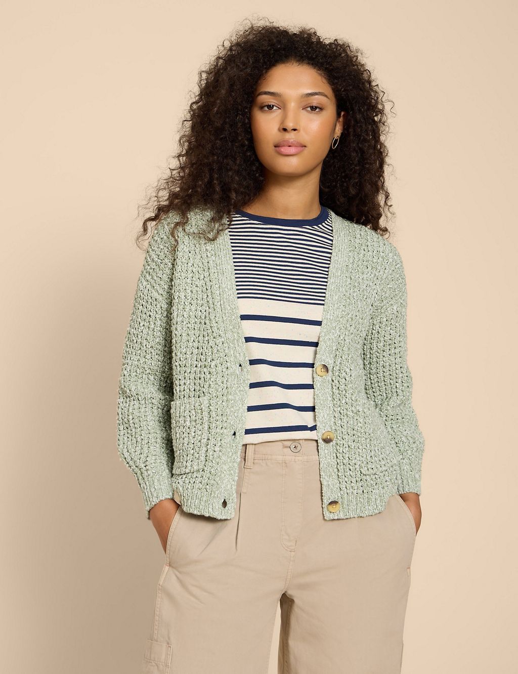 Cotton Rich Knitted V-Neck Cardigan 3 of 6