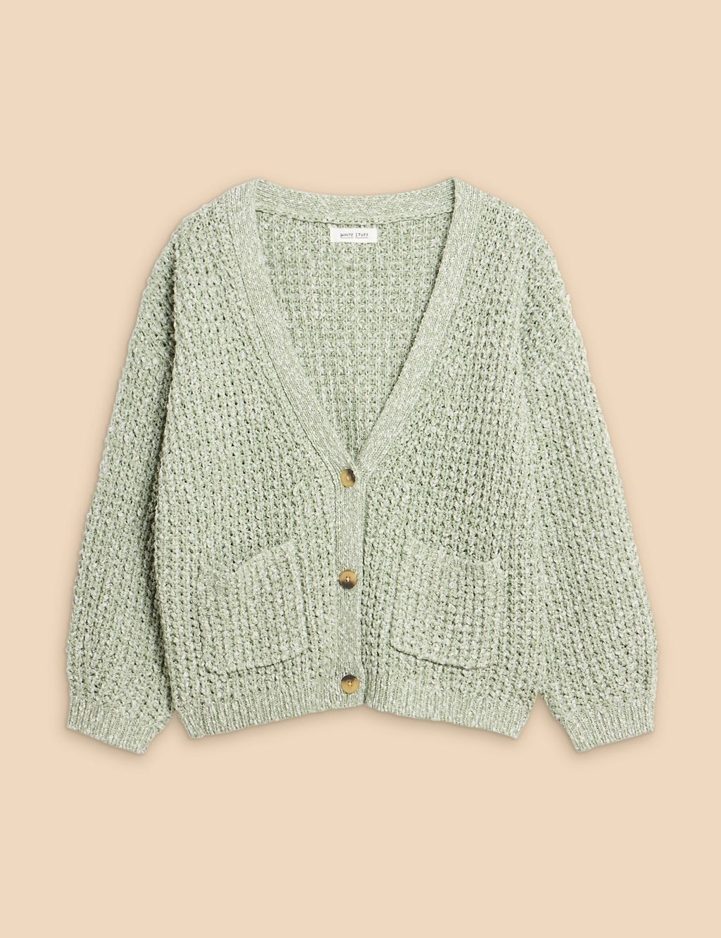 Cotton Rich Knitted V-Neck Cardigan 1 of 6