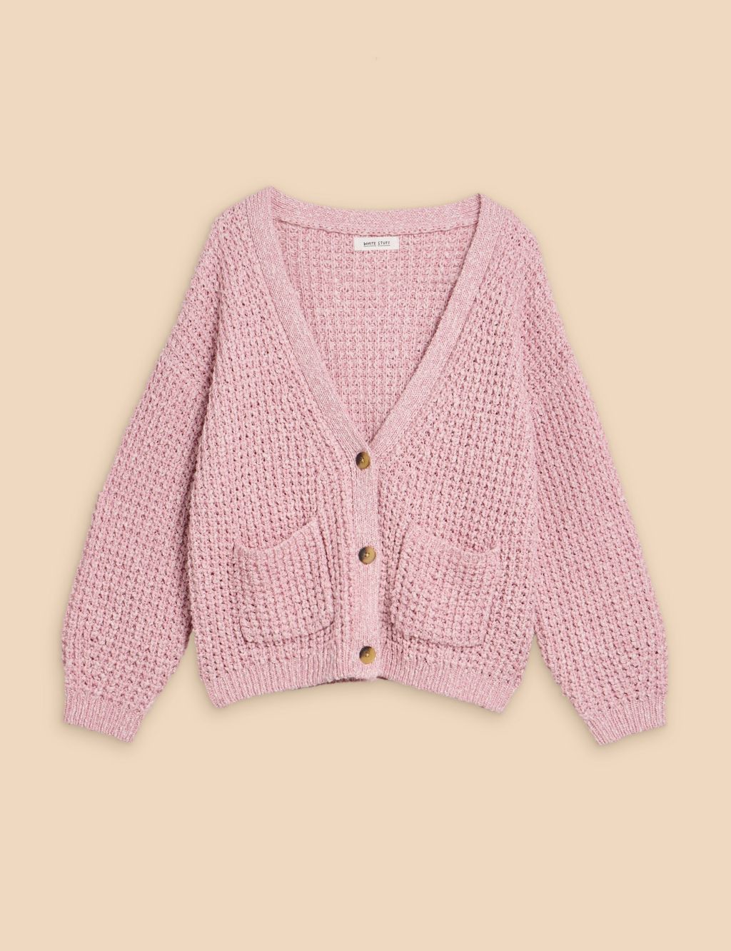 Cotton Rich Knitted V-Neck Cardigan 1 of 4
