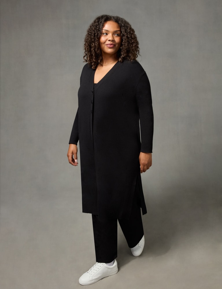 Long black cotton cardigan hot sale