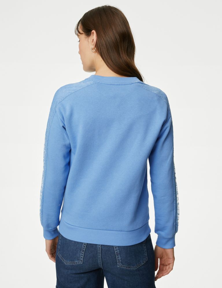 Cotton Rich Lace Detail Sweatshirt 5 of 5