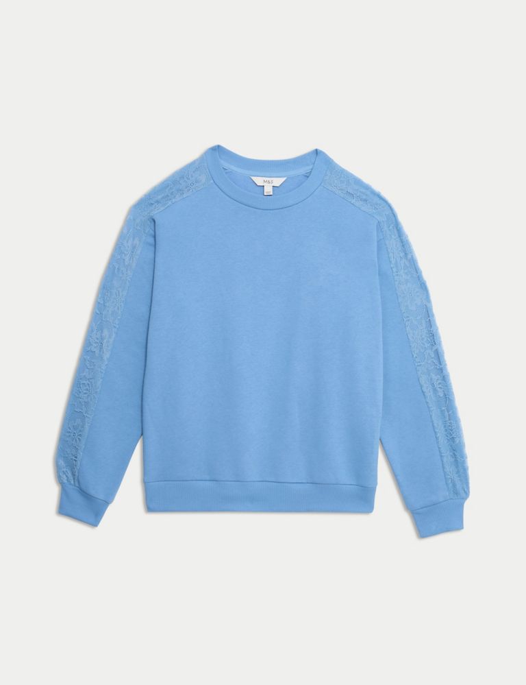Cotton Rich Lace Detail Sweatshirt 2 of 5