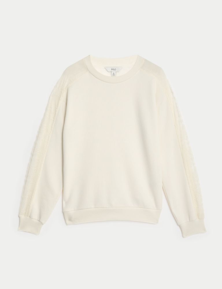 Cotton Rich Lace Detail Sweatshirt 2 of 5