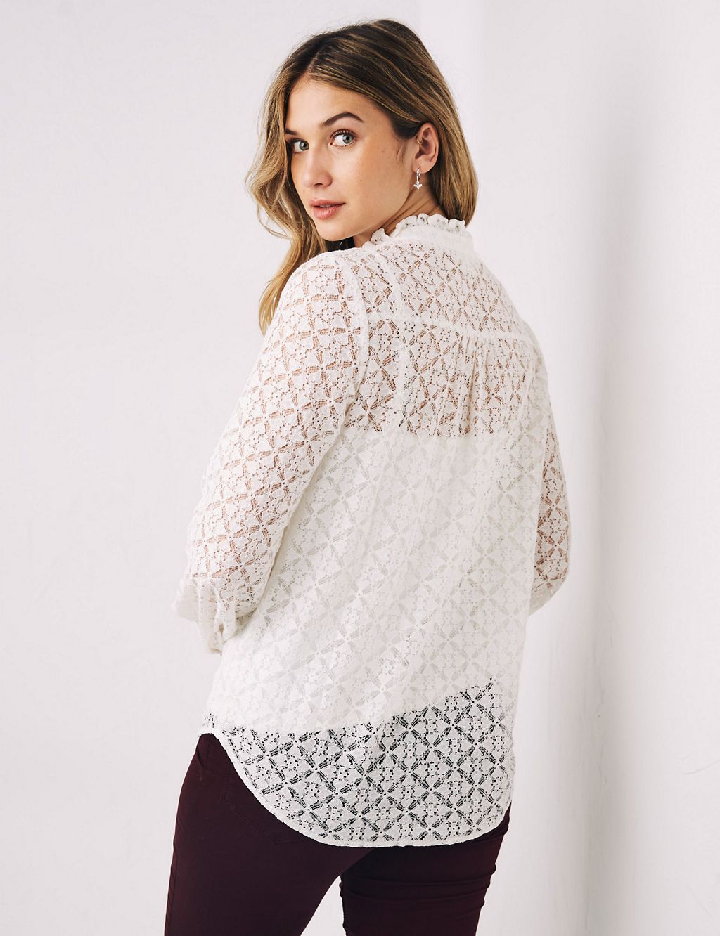 Cotton Rich Lace Long Sleeve Top 2 of 4