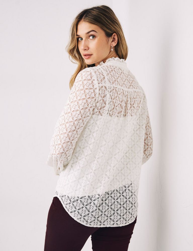 Cotton Rich Lace Long Sleeve Top 3 of 4