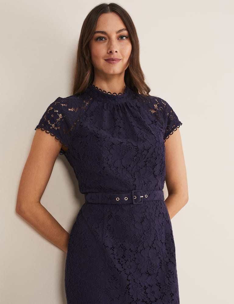 Cotton Rich Lace Round Neck Midi Tea Dress 3 of 4