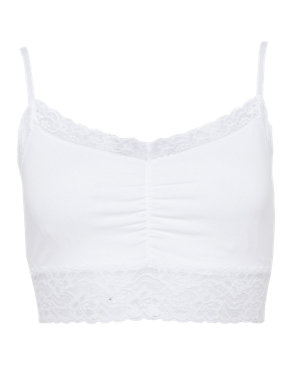 Cotton Rich Lace Strappy Crop Top Image 2 of 5