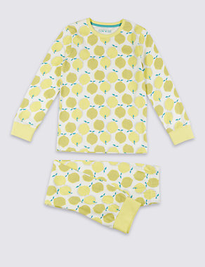 Cotton Rich Lemon Print Pyjamas (1-16 Years) Image 2 of 4
