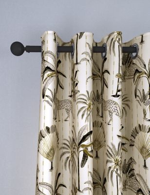 Cotton Rich Leopard Eyelet Blackout, Mainstays Inspire Fabric Shower Curtain