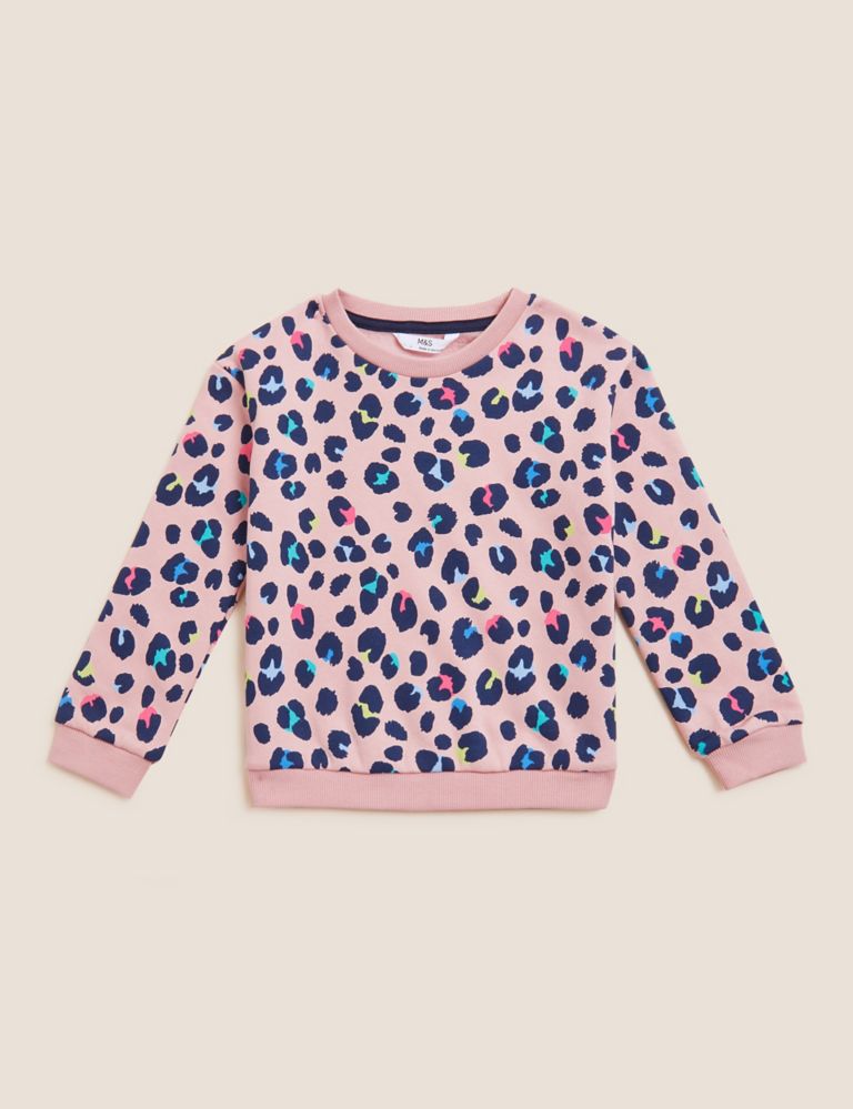 Cotton Rich Leopard Print Sweatshirt (2-7 Yrs) 2 of 4