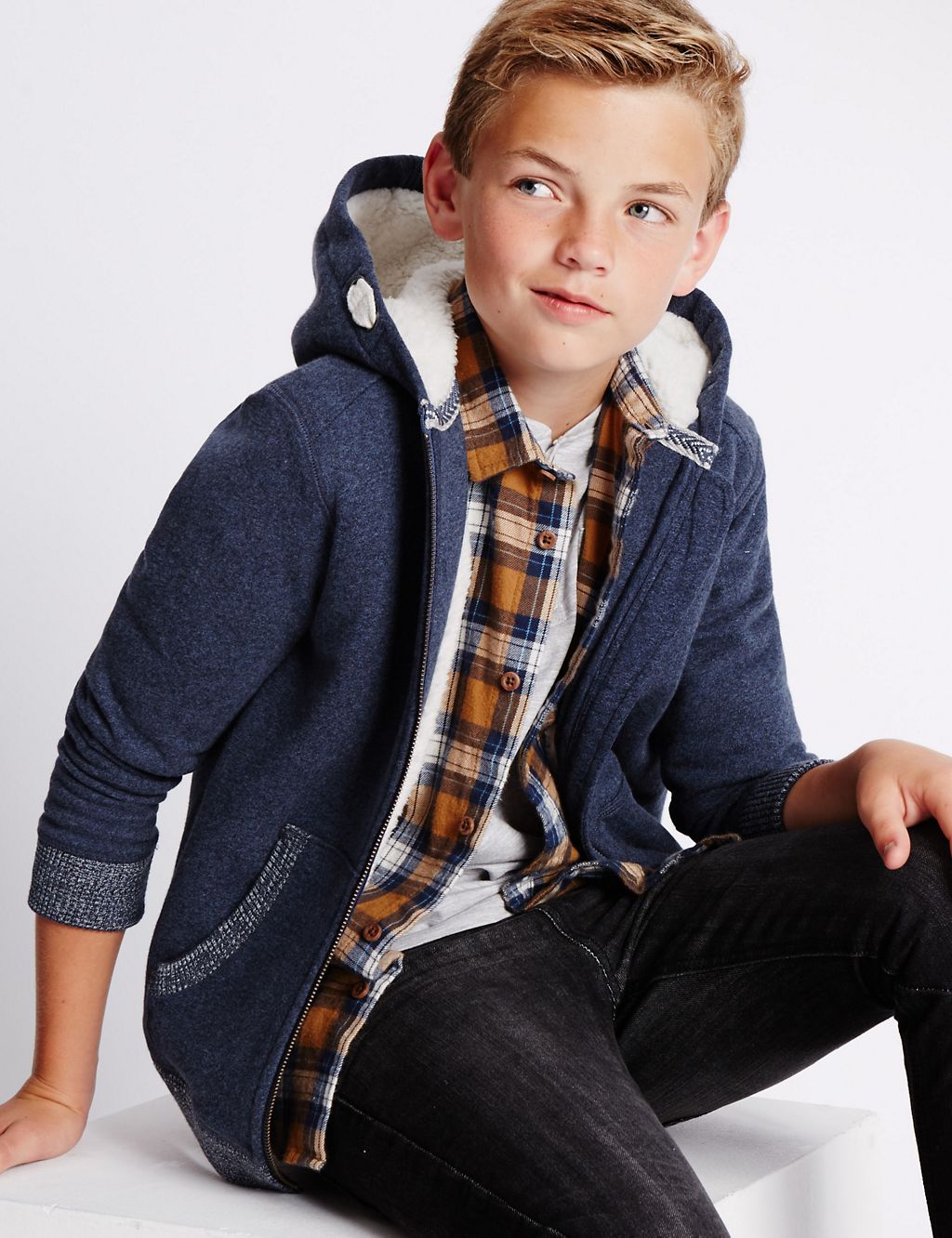 Cotton Rich Lined Hooded Sweatshirt (5-14 Years) 3 of 5