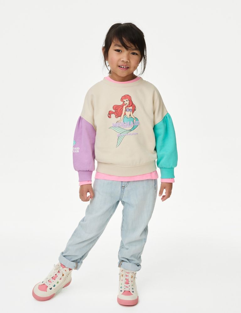 Cotton Rich Little Mermaid™ Sweatshirt (2-8 Yrs) 3 of 7