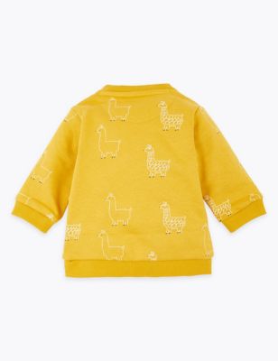 Cotton Rich Llama Print Sweatshirt (0-3 Yrs) Image 2 of 3