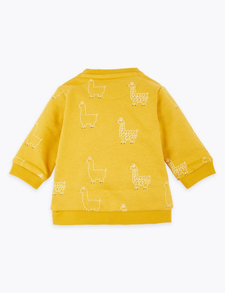 Cotton Rich Llama Print Sweatshirt (0-3 Yrs) 2 of 3