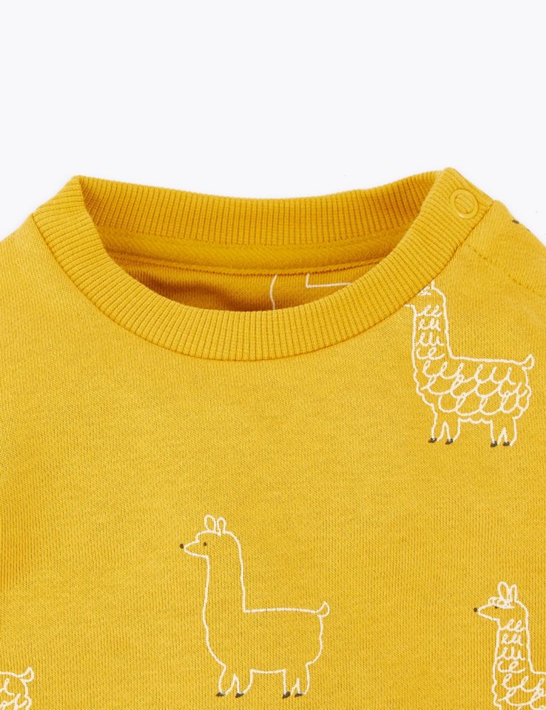 Cotton Rich Llama Print Sweatshirt (0-3 Yrs) 3 of 3