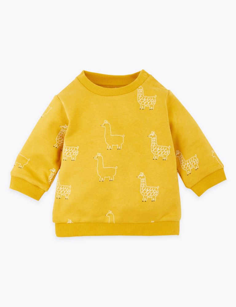 Cotton Rich Llama Print Sweatshirt (0-3 Yrs) 1 of 3