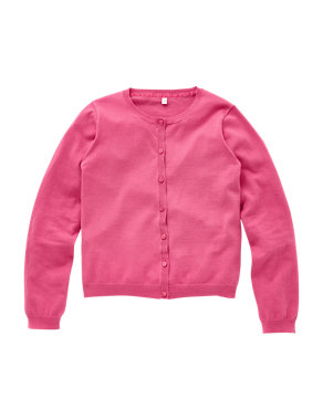Cotton Rich Long Sleeve Cardigan (5-14 Years) Image 2 of 5