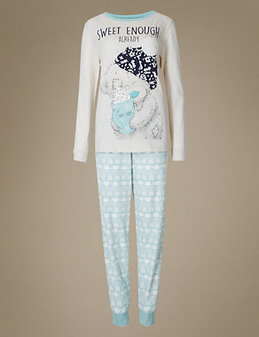 Cotton Rich Long Sleeve Fleece Pyjamas Image 2 of 4