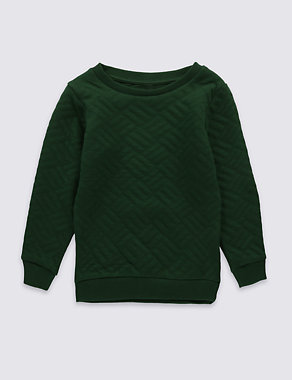 Cotton Rich Long Sleeve Quilted Sweatshirt (1-7 Years) Image 2 of 3