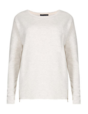 Cotton Rich Long Sleeve Zipped Sweatshirt Image 2 of 4