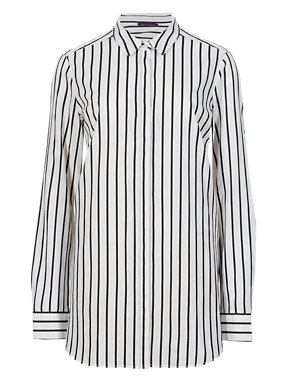 Cotton Rich Longline Striped Shirt Image 2 of 5